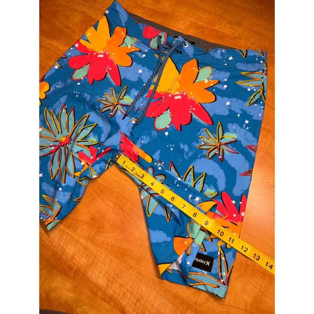 Hurley Phantom Board Shorts Mens 31 Blue Floral Tropical‎ Swim Trunks 9 Inseam